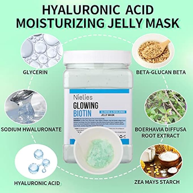 Nielies GLOWING BIOTIN PEEL-OFF JELLY MASK SET, JELLY MASK FOR FACIALS, FACE MASK FOR INSTANT HYDRATION, VEGAN PEEL OFF FACE MASK, FACIAL SKIN CARE PRODUCT PEEL OFF FOR MOISTURIZING, GLOWING - Image 2